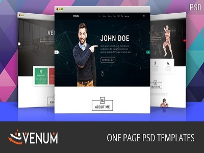 Venum One Page Creative Multipurpose PSD Template clean design features flat homepage landingpage psd ui ux web website