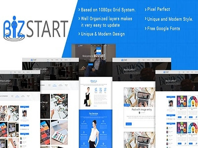 Bizstart Business Corporate PSD Template business psd corporate modern multipurpose psd template template web template