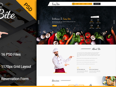 TASTYBITE Food Restaurant PSD Template business psd mulipage psd template psd site template