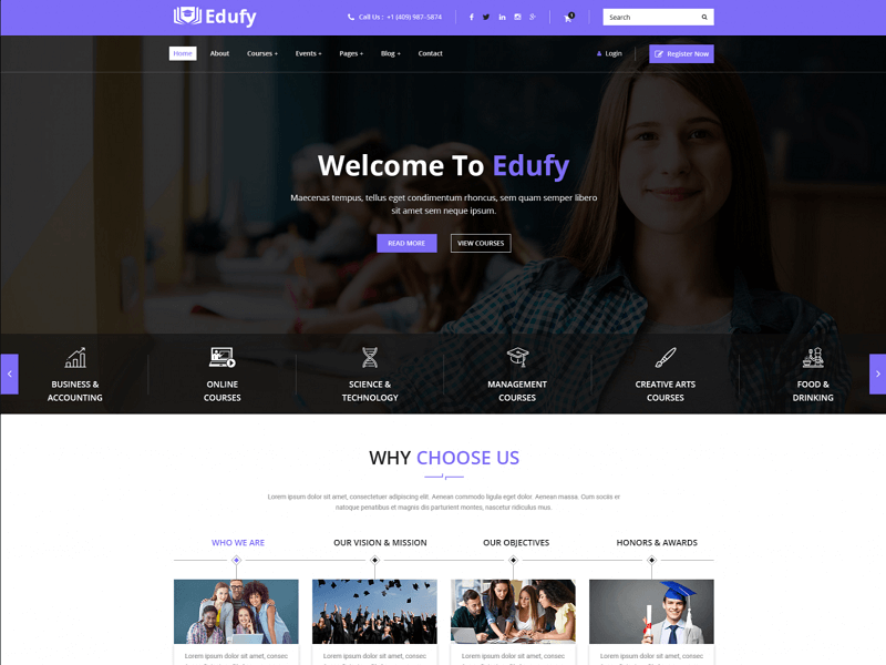 Education PSD Template - edufy by dazzler software on Dribbble