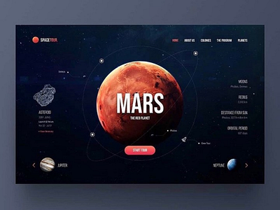 Mars planet landing page website adobe xd graphics html inspiration interface mars photoshop planet templates themes ui uidesign ux uxdeisgn web web design web ui webdesign website wordpress