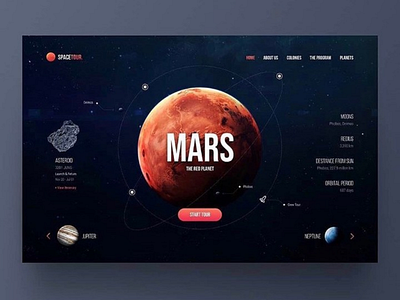 Mars planet landing page website