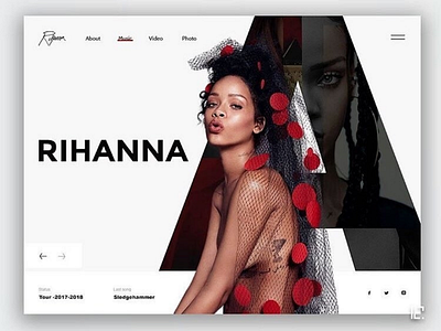 Rihanna website design concept application branding css html inspiration interface landing page personal website portfolio rihanna ui uidesign userinterface ux uxdeisgn webdesign website wordpress