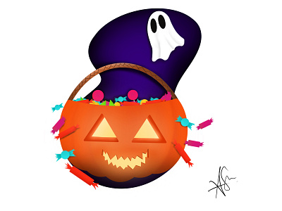 Trick Or Treat V2 basket candy choclate design ghost halloween halloween design illustration ipad procreate pumpkin scary spirit spooky