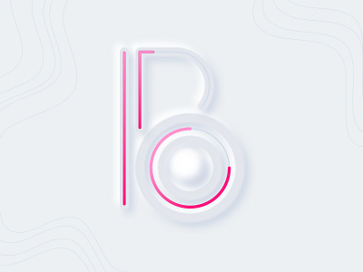 Neomorphic Letter 'B' design created on SketchApp