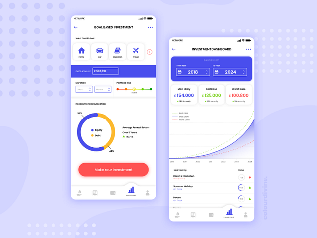 Finance app screens by Urdhva D on Dribbble