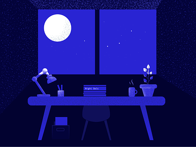 Night owls artdirection blue illustration illustrator monochromatic night mode scene vector