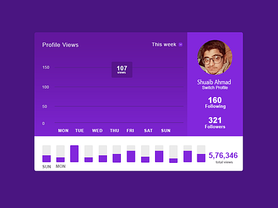 Timeline days followers following profile views weekly