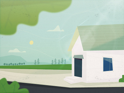 Environment _ Style frame clouds environment exterior house illustration illustrator light road sketch style styleframe sun tree