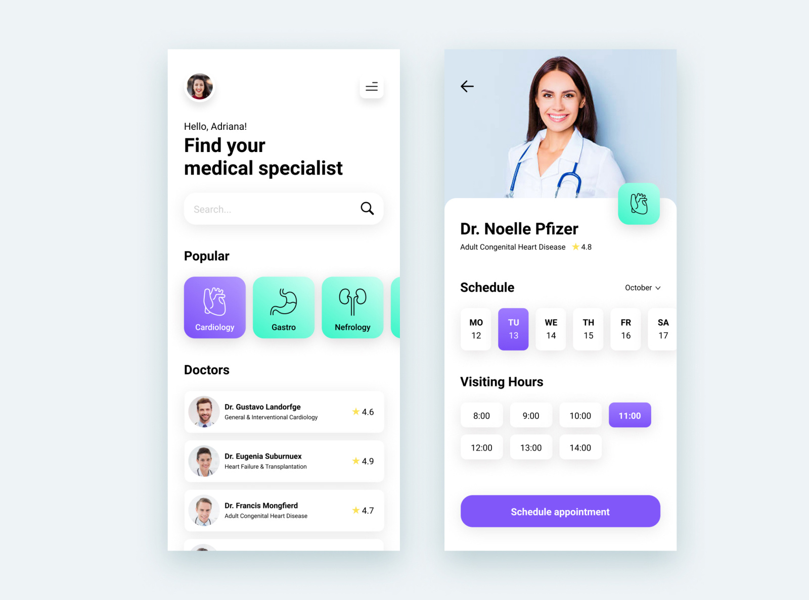 Medical specialist finder by Matias Salvador on Dribbble