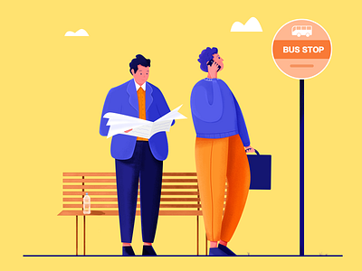 This story of waiting for a bus design illustration ps ui ui