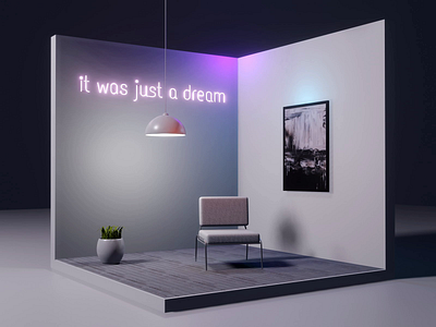 Dream 3d 3d art animation blender dream dreamy falling hard surface motion neon nightmare physics room soft body surreal