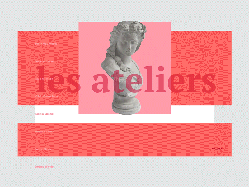 Les ateliers animation coral css animations css grid hover interaction interface landing page motion mouse p5.js pantone2019 ui ux