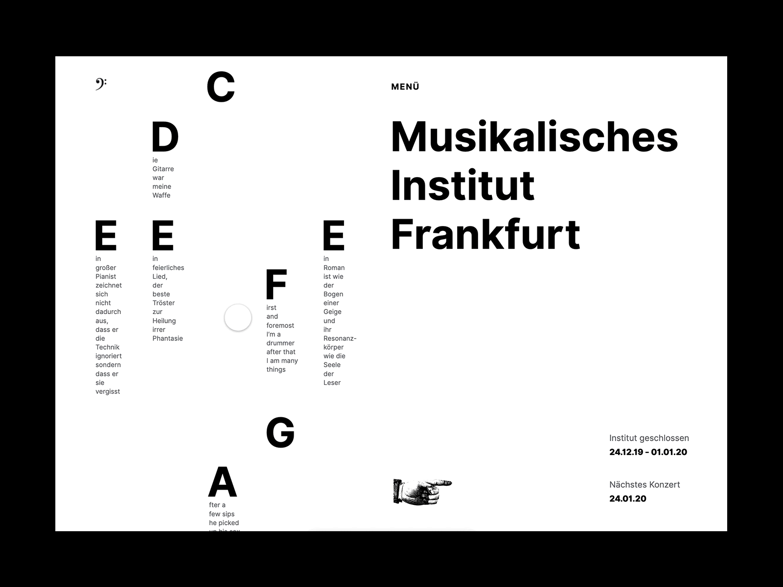 Musikalisches Institut Frankfurt animation css animations hover interaction interface landing page motion mouse music transition ui