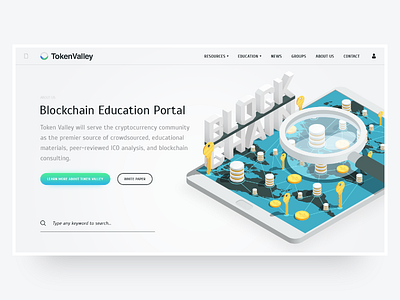 Token Valley — Home blockchain clean clear concept cryptocurrency minimal promo typography ui ux web website
