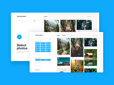 Carved. dashboard grid interface layout panel photo service ui ux