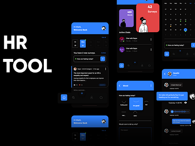 HR Management app dark ui dashboard app design management
