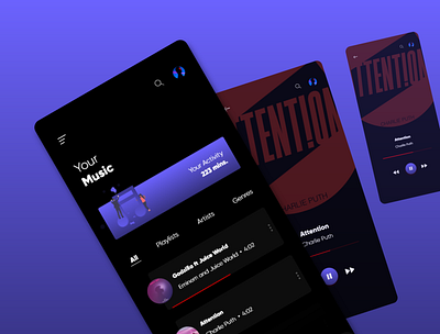 Music App app dark ui music app ui ux