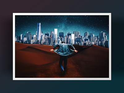 Traveler blue city dark desert night poster red sand travel 2