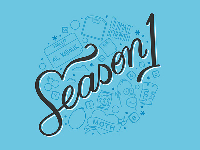 Season 1 icons illustration lettering simpsons tv type