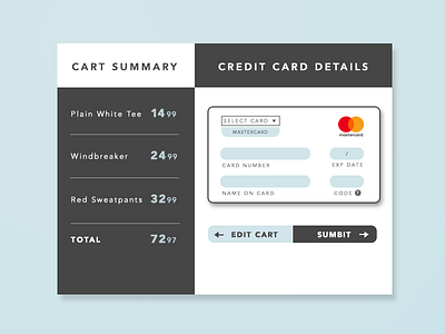 Credit Card Checkout dailyui uidesign