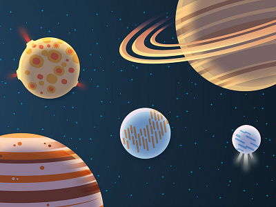 The Outer Solar System illustration moon planet space stars