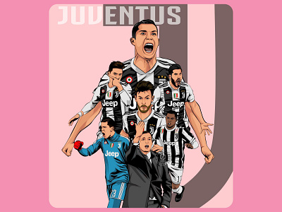 Juventus big header branding caricature cartoon champions design football illustration italia juventus ronaldo serie a soccer vector