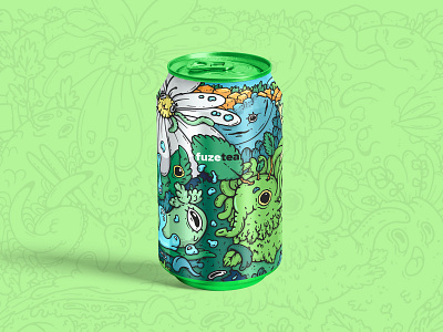 Tea can illustration with a bit of madness 2d character art branding can character character design characterdesign design doodles fuzetea graphic design illustration monsters package packaging pattern print procreate procreateart tea