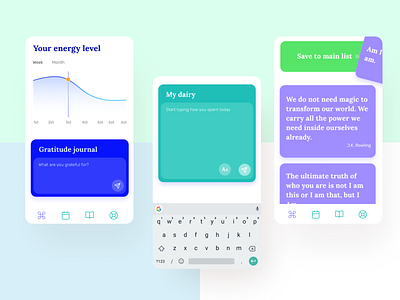 Dairy and Mental Health Application android app application health app healthcare minimalist mobile modern ui ux
