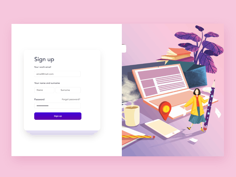 Sign Up Screens app design background colorful design desktop flat language learning quiz sign up form sign up page sign up screen ui ux web website