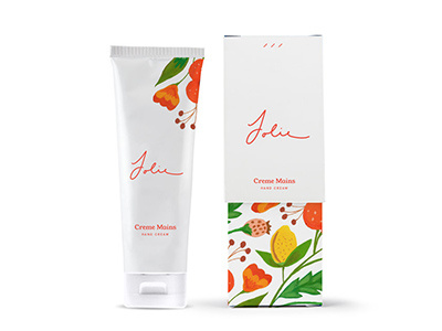 Jolie cosmetics illustration floral packaging design