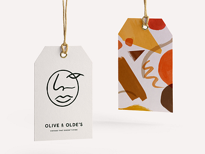 Swing tag for Olive and Olde’s identity packagingdesign pattern