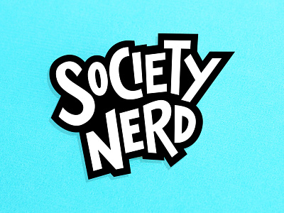 Society Nerd black and white blue branding bright fun logo nerd