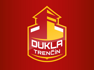 Dukla Trenčín logo design concept castle design flat hockey hockey stick ice hockey illustration logo player puck team vector