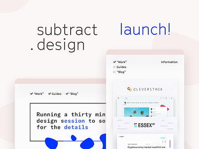 My new site! subtract.design brand design personal portfolio site svg ui ux web work