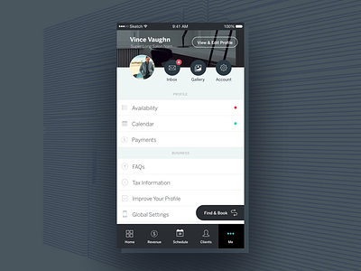 StyleSeat | Mobile Settings and Profile account android interface ios mobile navigation profile settings sketch ui ux