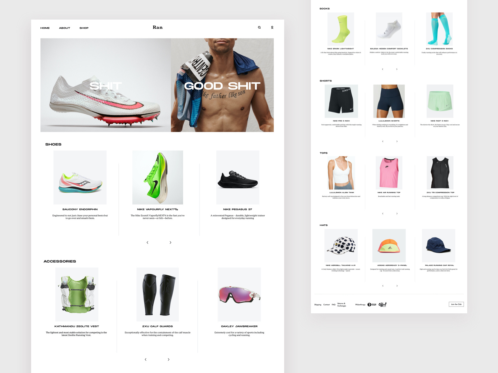 Running Gear Review site Product by Eirin Harterink on Dribbble