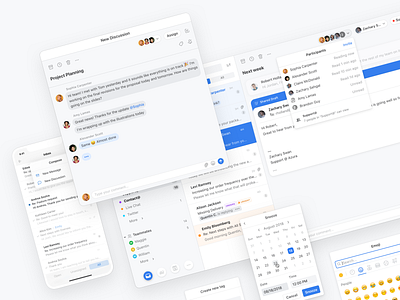 Meet the new Front ✨ app chat collaboration design discussion dropdown email emoji front inbox menu messages mobile snooze team teammates ui ux web