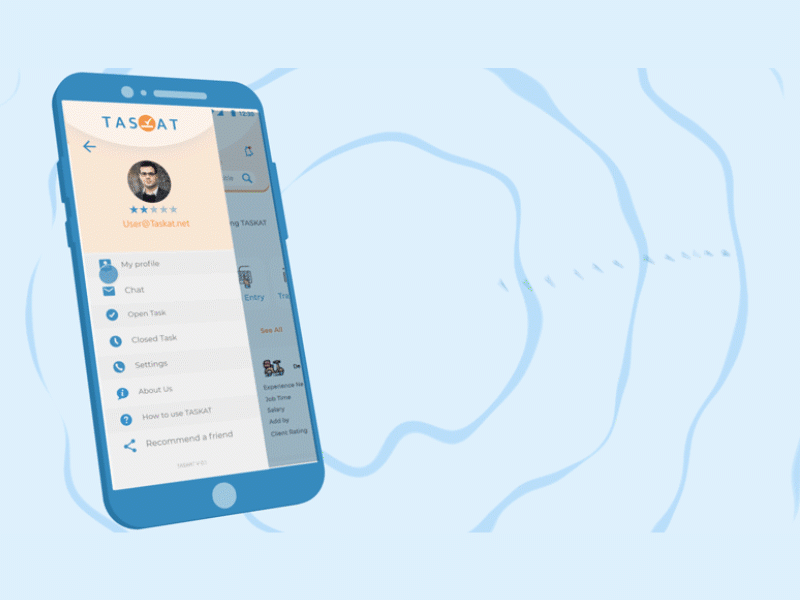 Explanation TASKAT App animation app illustration logo animation mobile animation mobile application motion design ui ux vector
