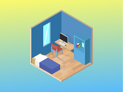 My Room illustration isometric isometric design vector