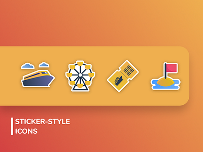 Sticker-style Icon Set icons set illustration ui design