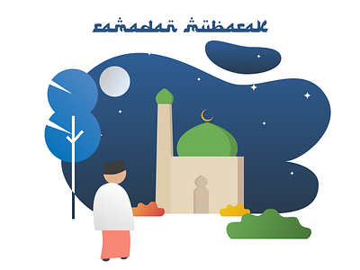 Ramadan Mubarak illustration mosque ramadan