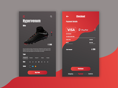 Nike Hypervenom Checkout checkout credit card e commerce mobile mobile app nike payment shoes store ui user experience user interface ux