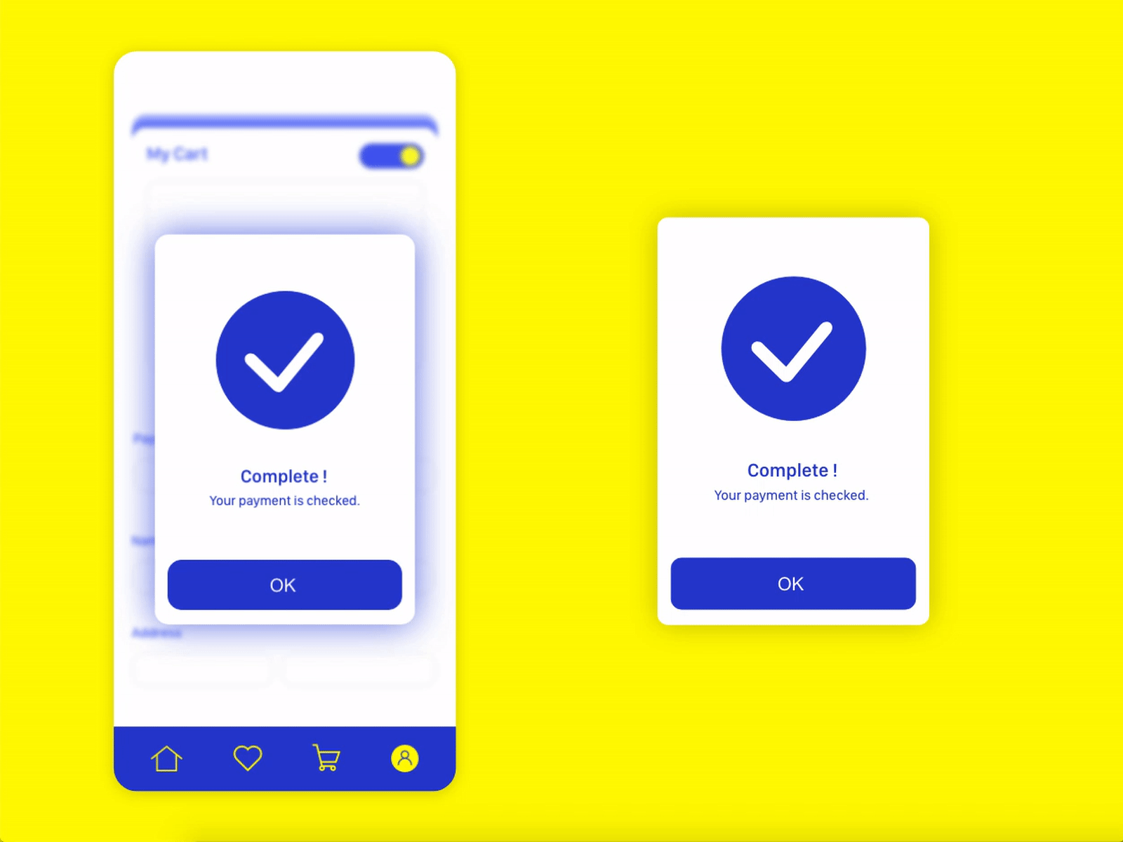 Confirmation app blue confirmation daily 100 challenge daily ui dailyui design icon shop ui yellow
