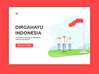 Dirgahayu indonesia flag header illustration indonesia page people student ui upacara ux