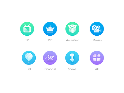 Icons for video's APP icon movies shows tv ui vip