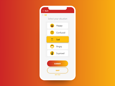 Daily UI #64 Select User Type clean mood picker red screen select selection type yellow