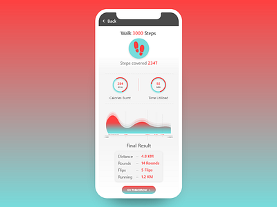 Daily UI 062 - Workout of the Day app blue clean daily ui 62 dailyui design foot steps gradient red tracker workout workout app