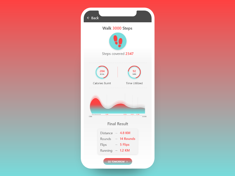 Daily UI 062 - Workout of the Day design clean gradient red blue tracker workout app app foot steps workout daily ui 62 dailyui
