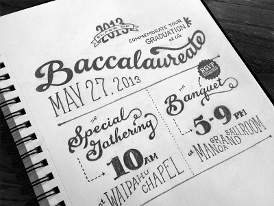 Baccalaureate Invitation custom type graduation invitation lettering pencil poster sketch typography